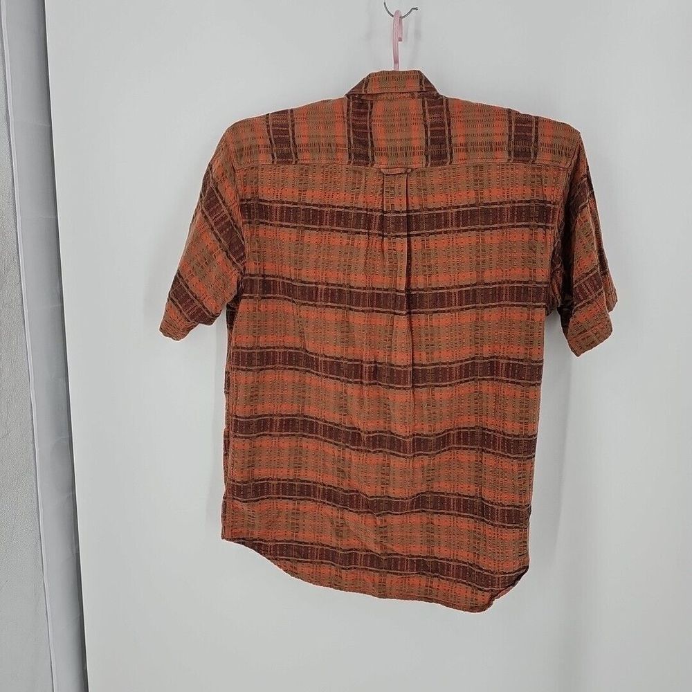 Cabela's Men's 100% Cotton S/S "Outdoor‎ Gear" Rust, Brown Check Shirt Size L/T - Picture 6 of 7